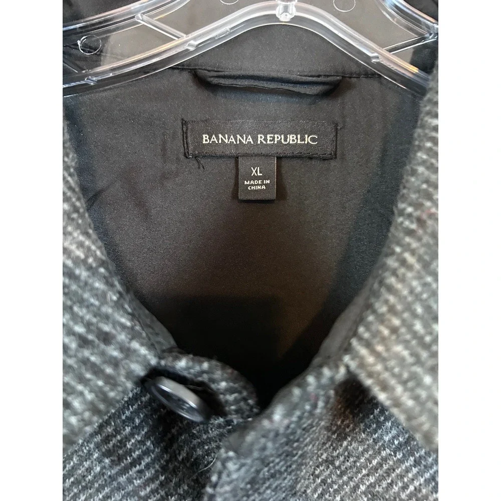 Banana Republic Mens XL Charcoal‎ Gray Twill Button Front Shirt Jacket Shacket
